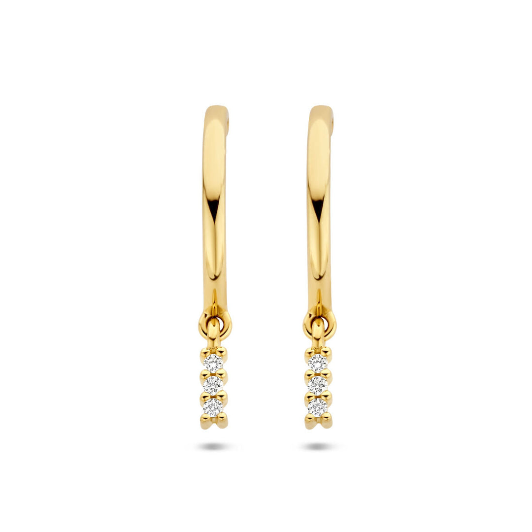 stekeroorringen diamant 0.05ct (2x0.025ct) h si 14K geelgoud