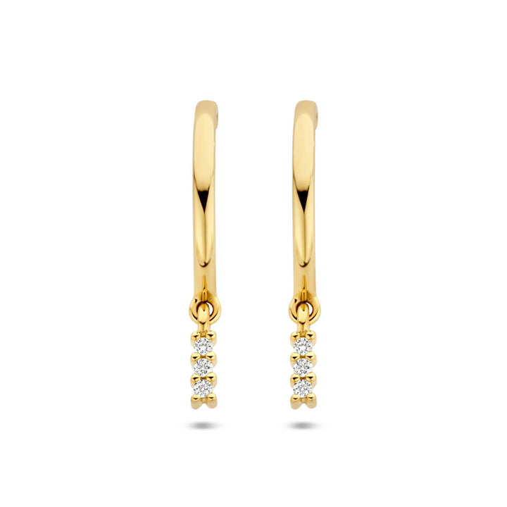 stekeroorringen diamant 0.05ct (2x0.025ct) h si 14K geelgoud