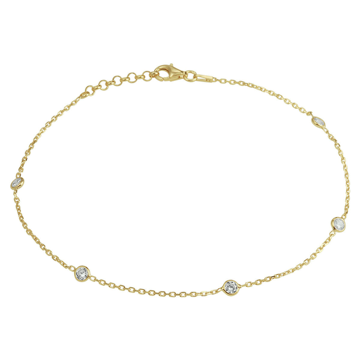 Pulsera de eslabones dorada con circonitas, longitud de 24 + 2 cm.