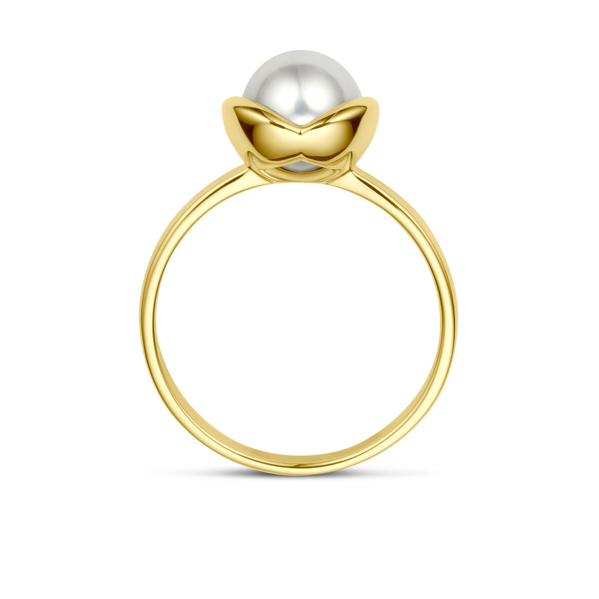 Anillo Tulip perla 14K oro amarillo