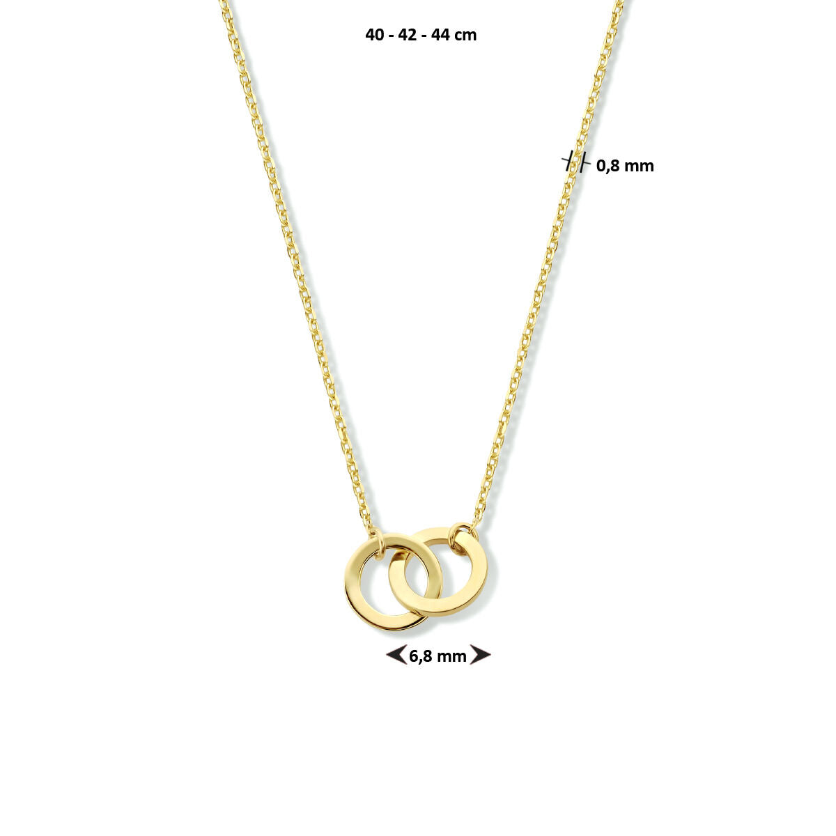 collar círculos 40 - 42 - 44 cm oro amarillo 14K