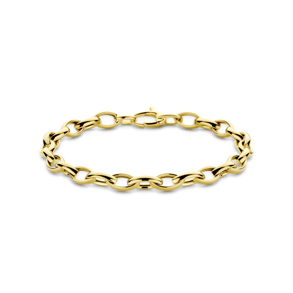 Pulsera de eslabones de 14K en oro amarillo, con un grosor de 6,0 mm y longitud de 19,5 cm.