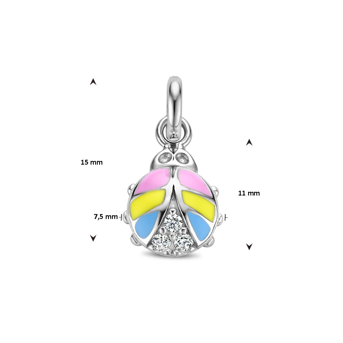 colgante mariquita circonita plata rodiada