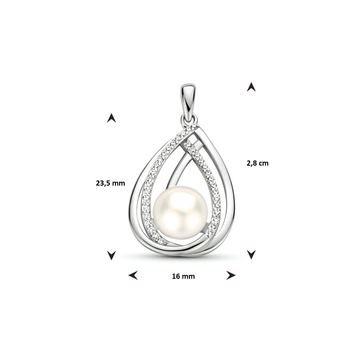 colgante perla circonita plata rodiada