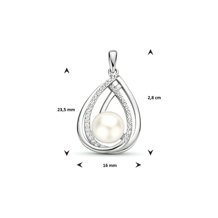 hanger parel zirkonia zilver gerhodineerd
