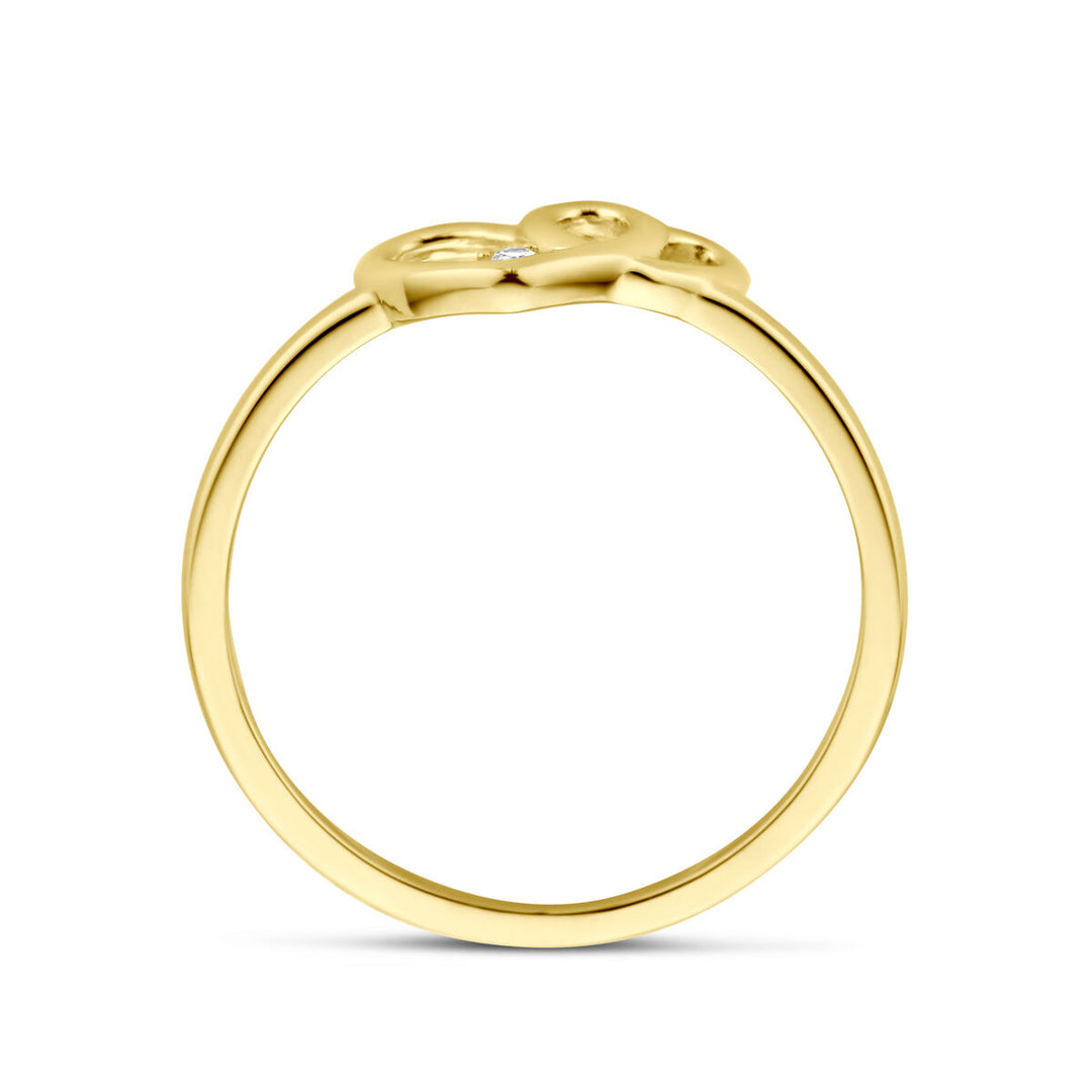 ring hartjes en zirkonia 14K geelgoud