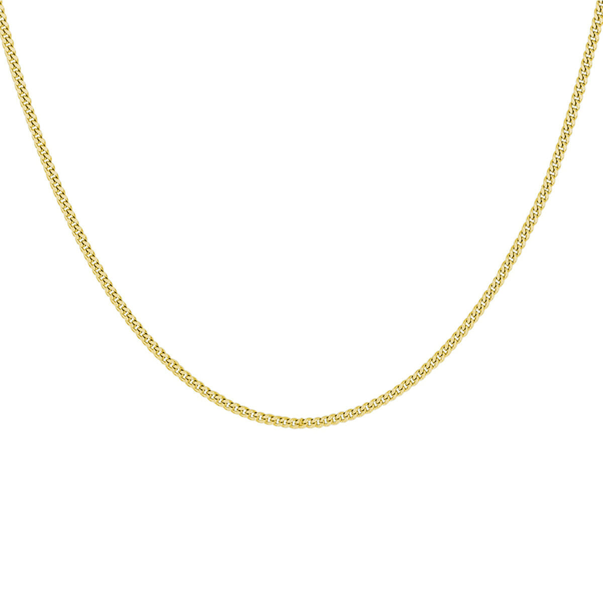 collar gourmette 4 lados pulidos 1,4 mm 41 + 4 cm 3 micrones plata chapado en oro amarillo