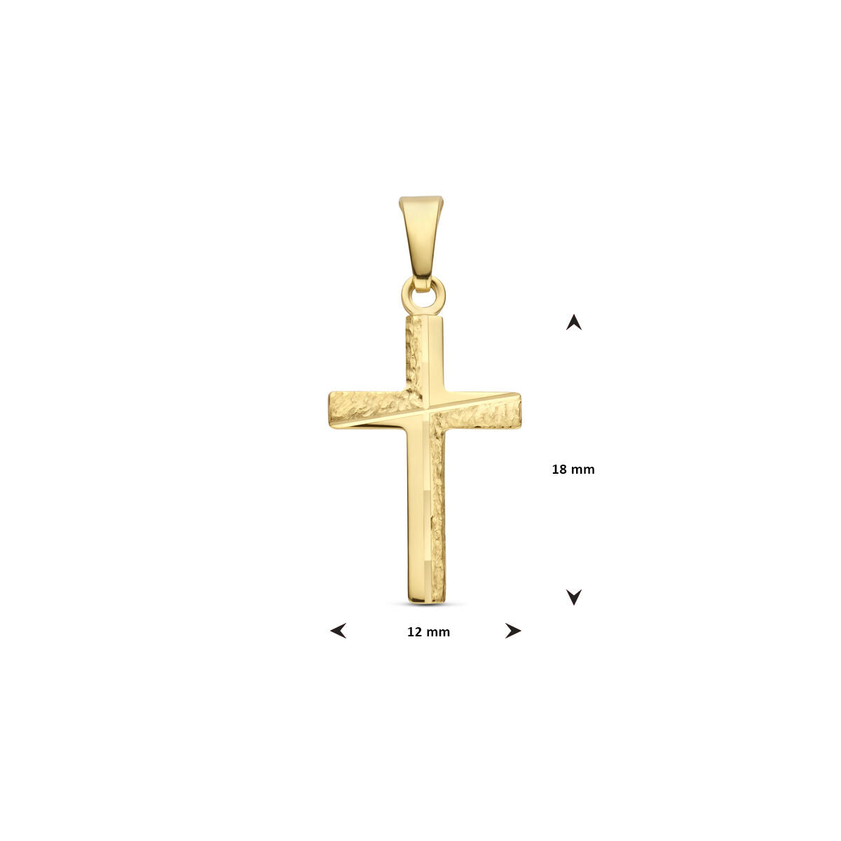 colgante cruz martillado 18 mm 14K oro amarillo