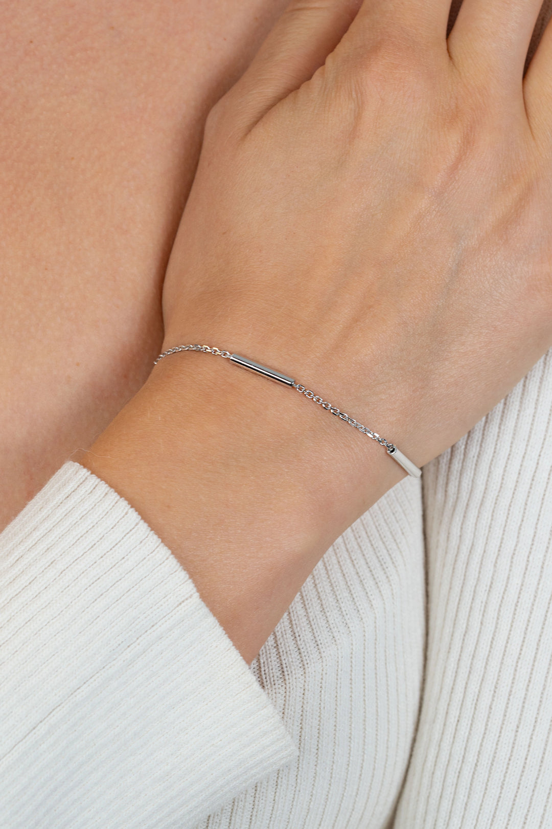 ZINZI zilveren schakelarmband met drie gladde ronde staafje ZIA2800