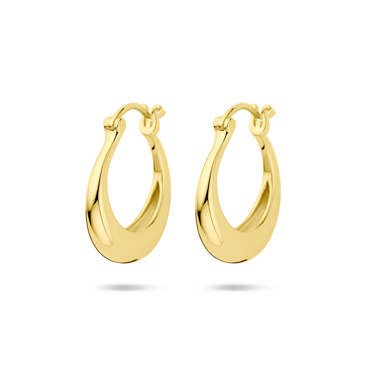 Pendientes de aro de 21,5 mm, en plata bañada en oro amarillo de 1 micrón, con diseño tubular.
