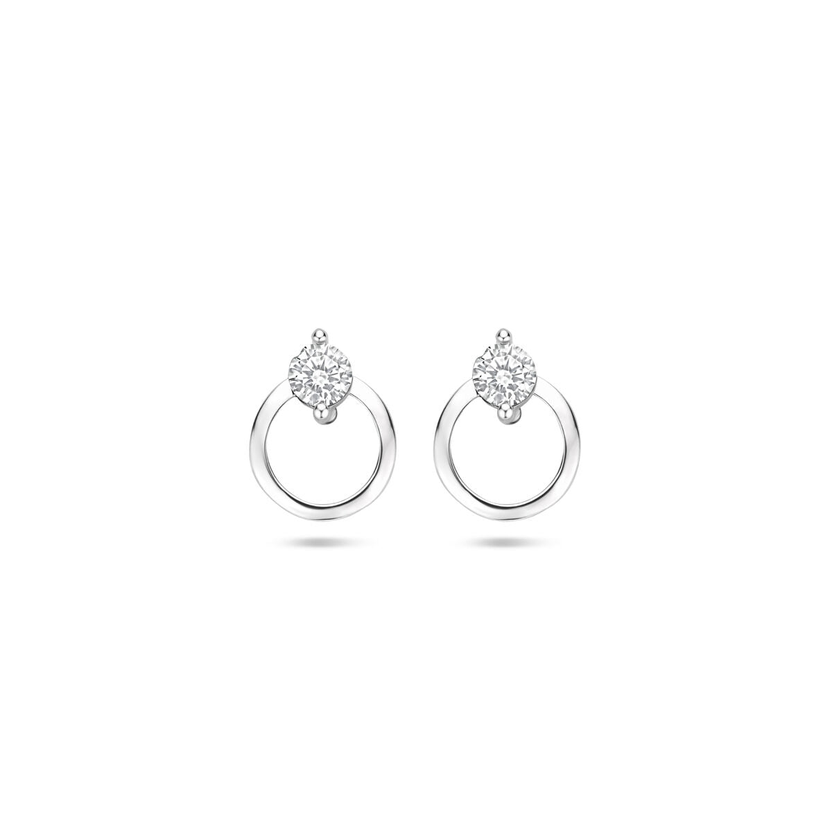Pendientes de aro de plata rodiada con zircón de 10,5 mm.