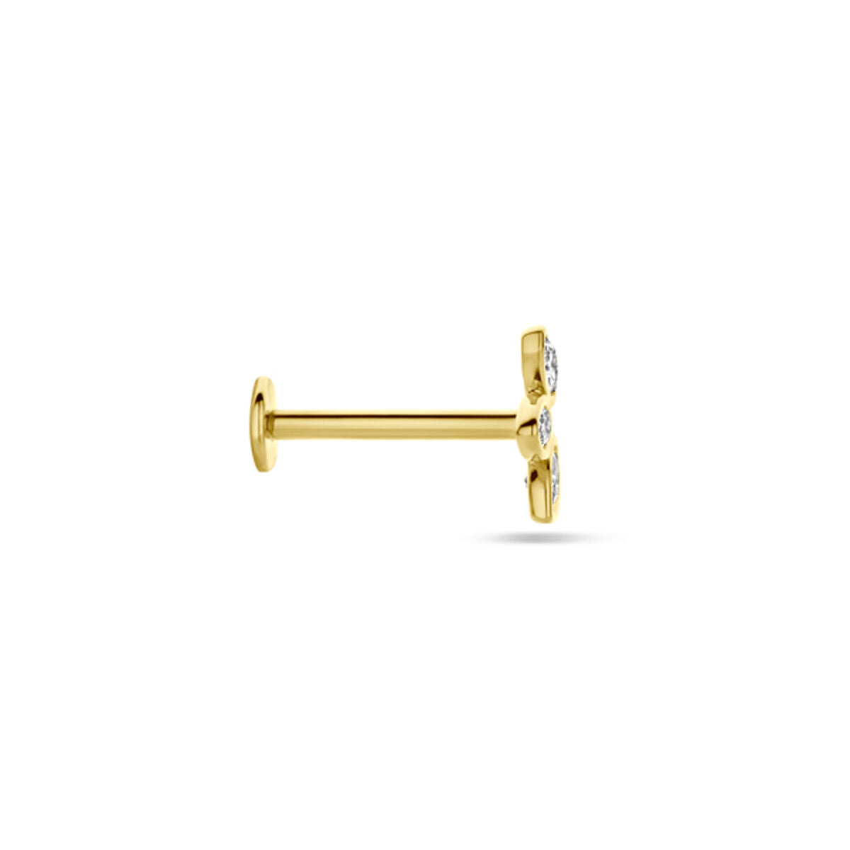 piercing de fondo plano circonita 5,5 mm oro amarillo 14K
