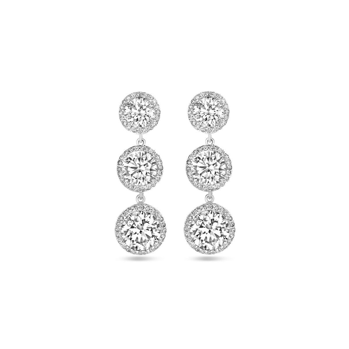 pendientes de zircón 20 mm plata rodiada