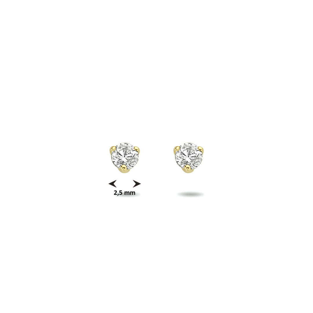 oorknoppen zirkonia 14K geelgoud