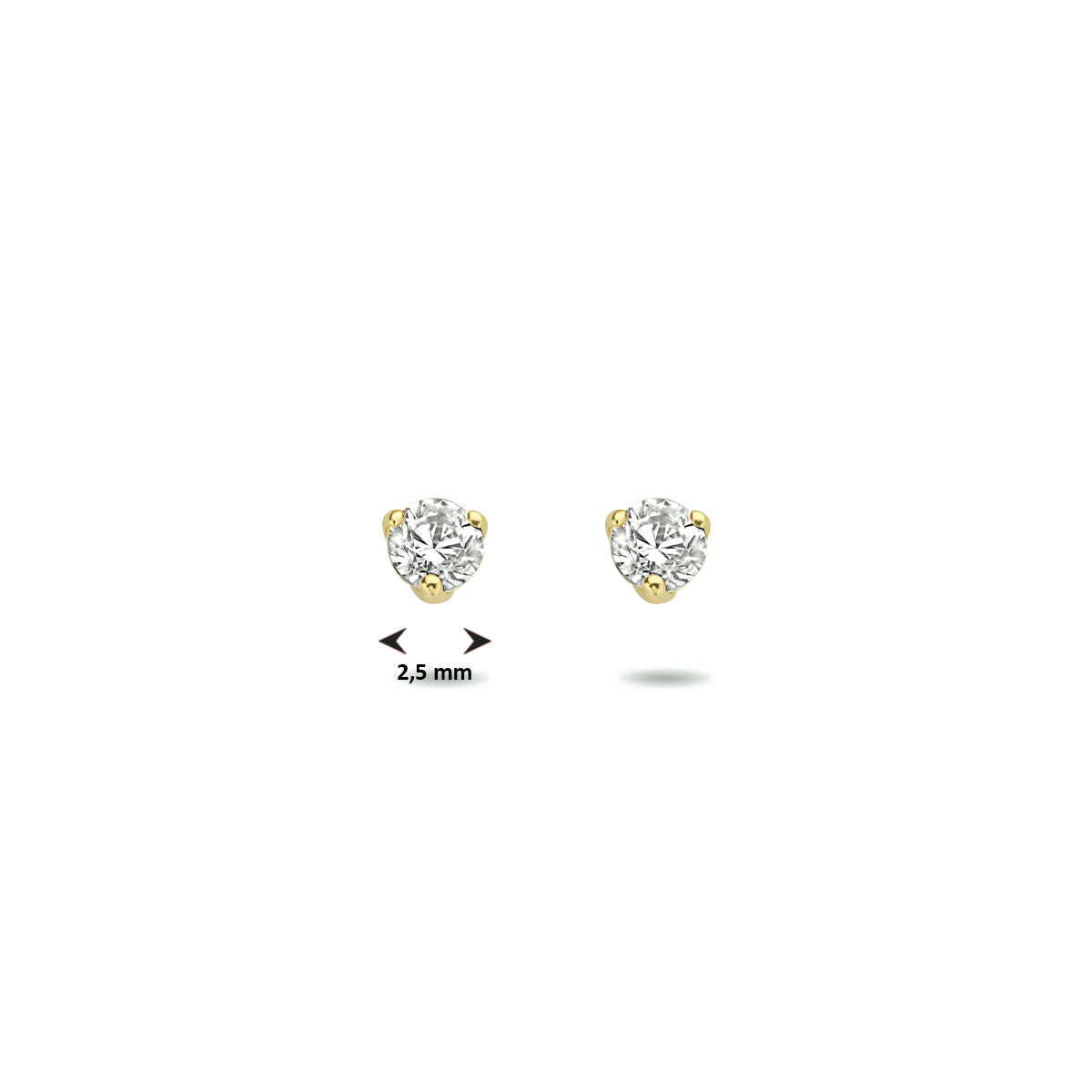 pendientes de botón de zirconia en oro amarillo de 14K