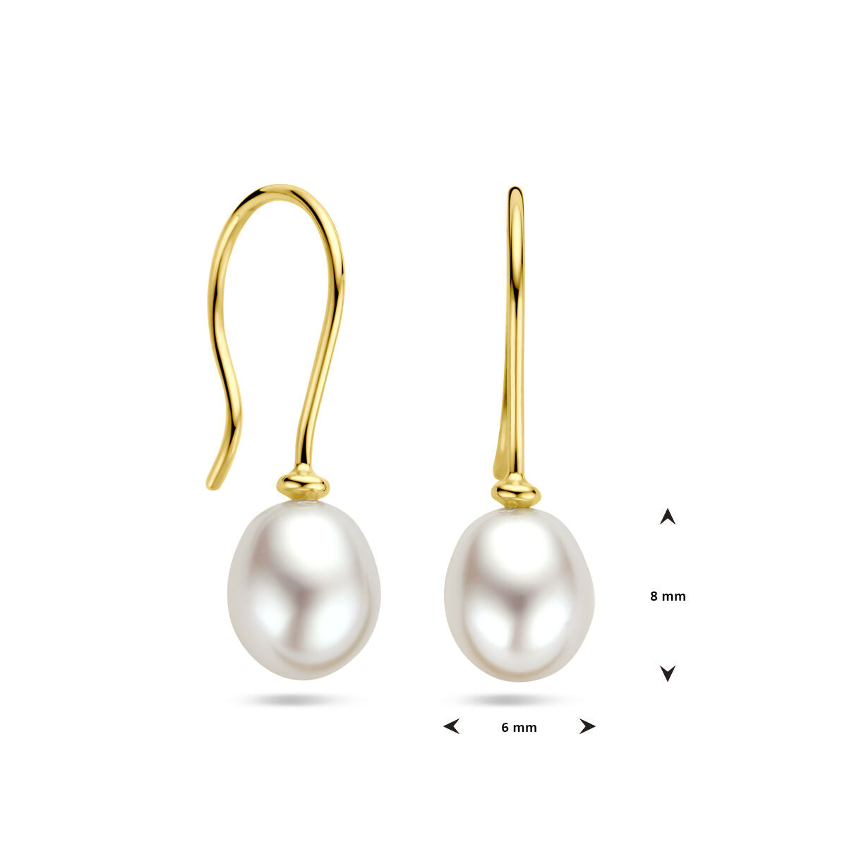 pendientes de perla gancho francés oro amarillo 14K