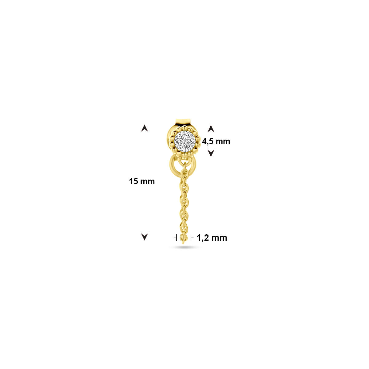 pendientes de botón de zirconia 1 micrón plata chapado en oro amarillo