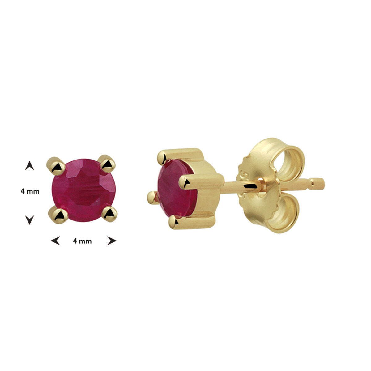 pendientes de botón rubí oro amarillo 14K