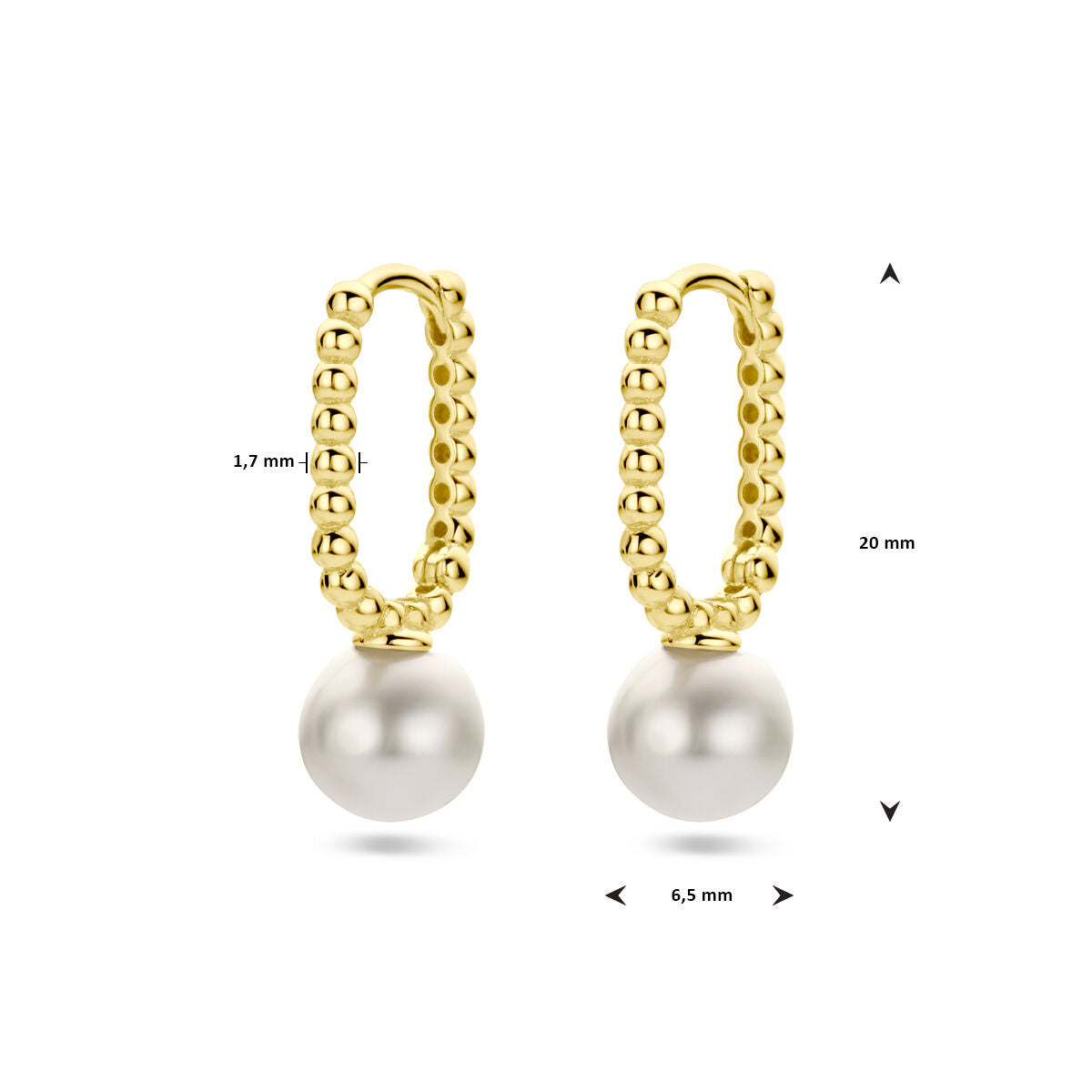 aros con perla sintética 1 micrón plata chapado en oro amarillo