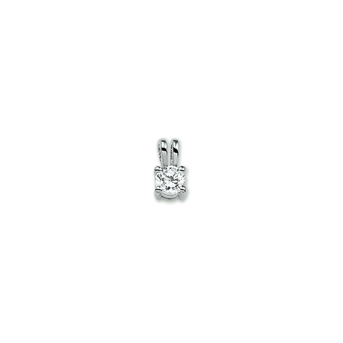 Colgante de zirconia con un diseño sencillo y brillante en color plateado.