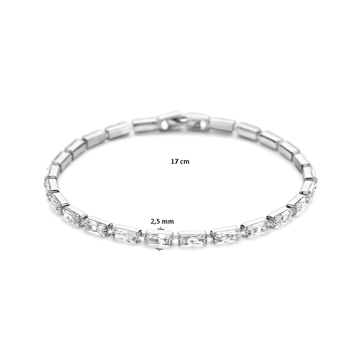 pulsera de tenis 2,5 mm circonitas plata rodiada