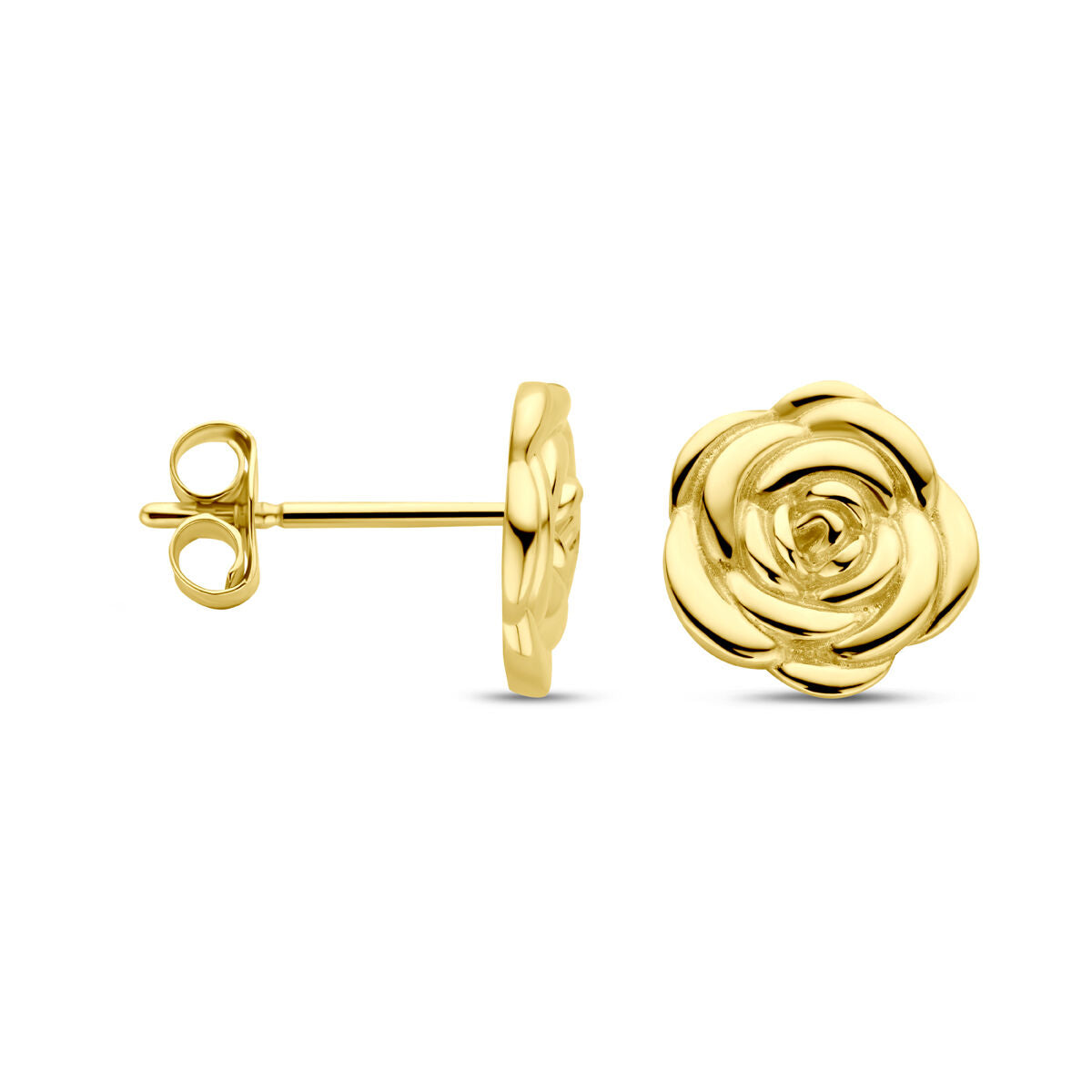 pendientes de botón rosa 8 mm 14K oro amarillo