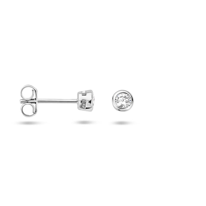 pendientes de botón circonita plata rodiada