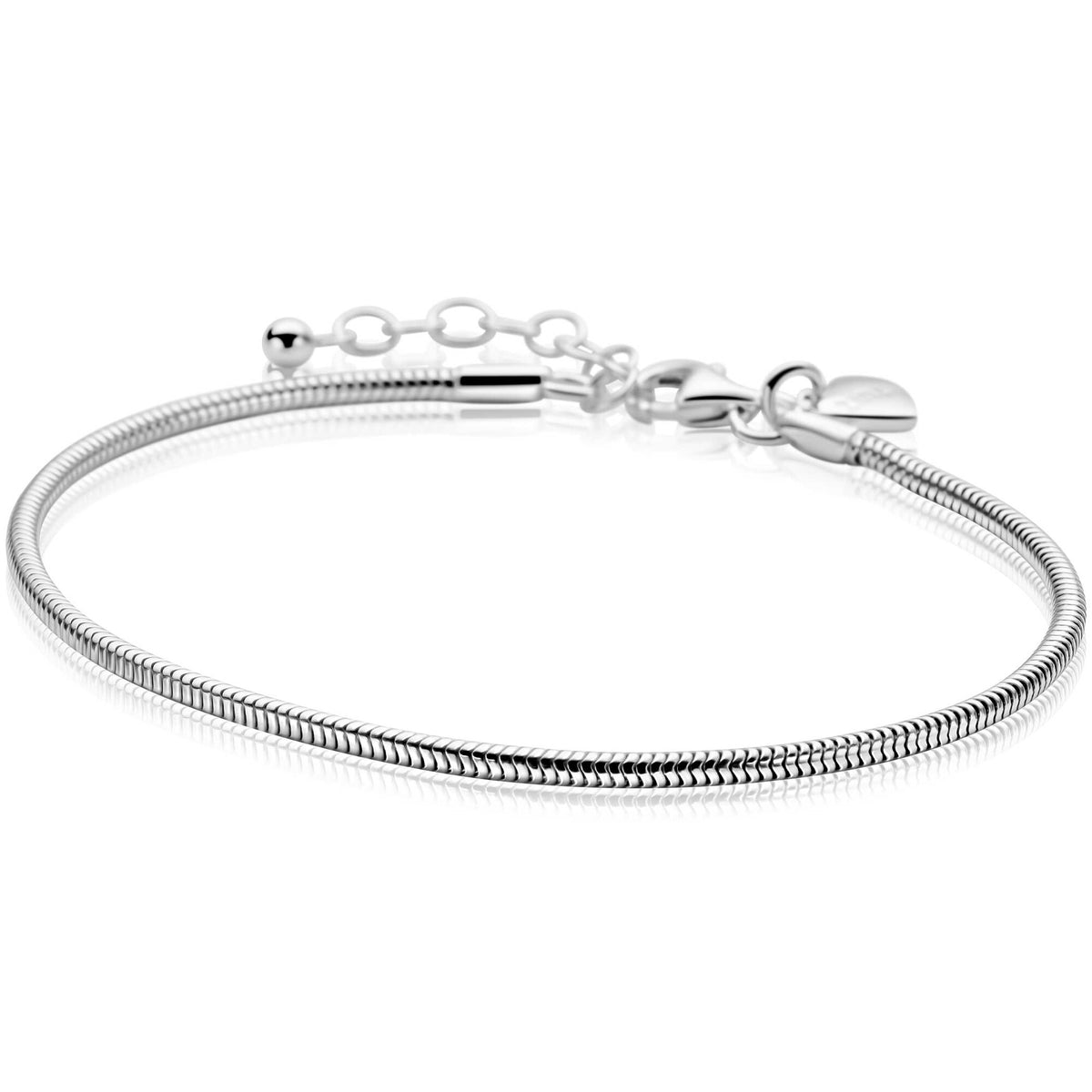 Pulsera de serpiente plateada con diseño redondo y cierre ajustable.