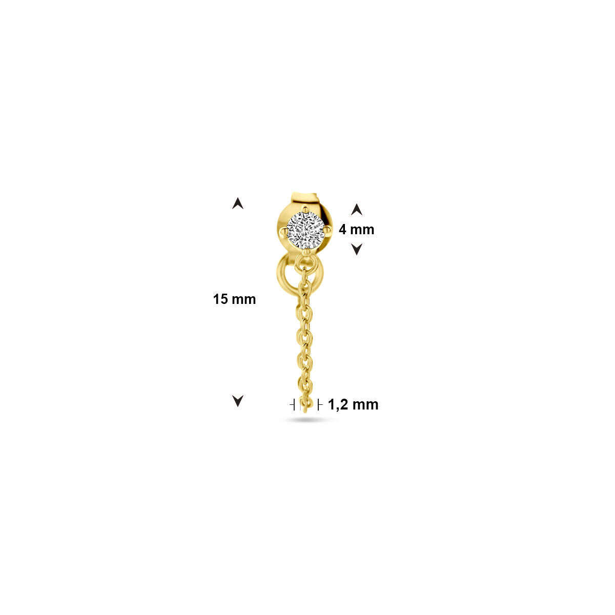 pendientes de botón de zircón 1 micrón plata chapado en oro amarillo