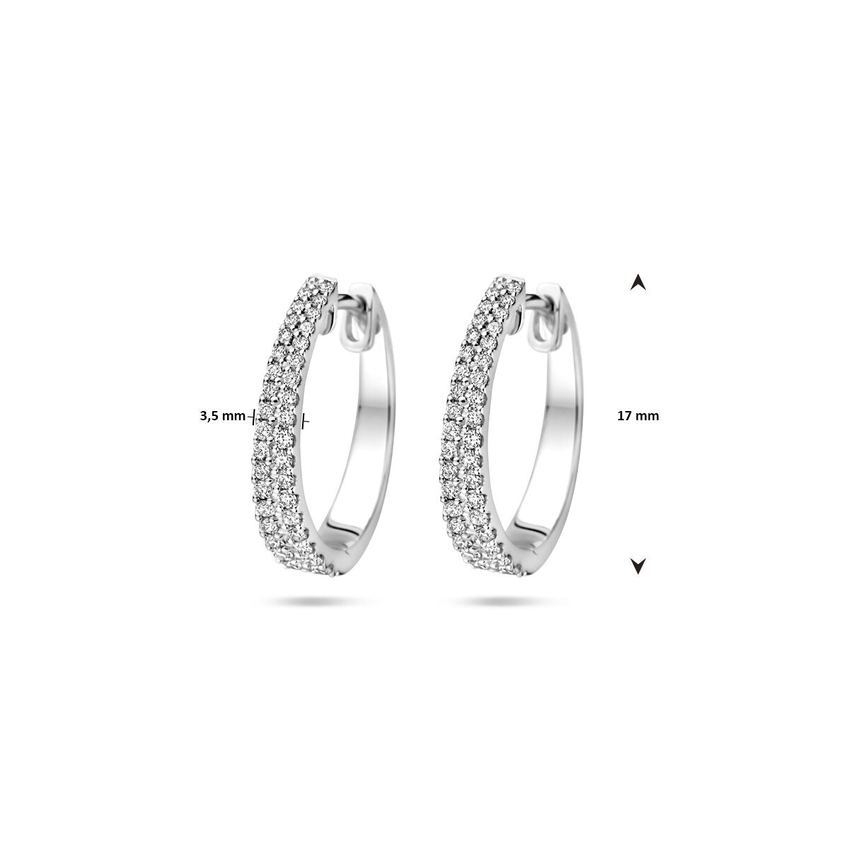 aros de diamante H si 3,5 mm tubo oro blanco 14K