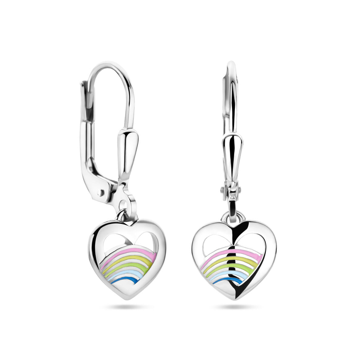 pendientes corazón esmalte plata rodiada