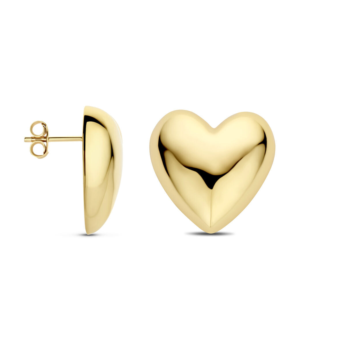 pendientes de botón corazón 20 mm 1 micrón plata chapado en oro amarillo