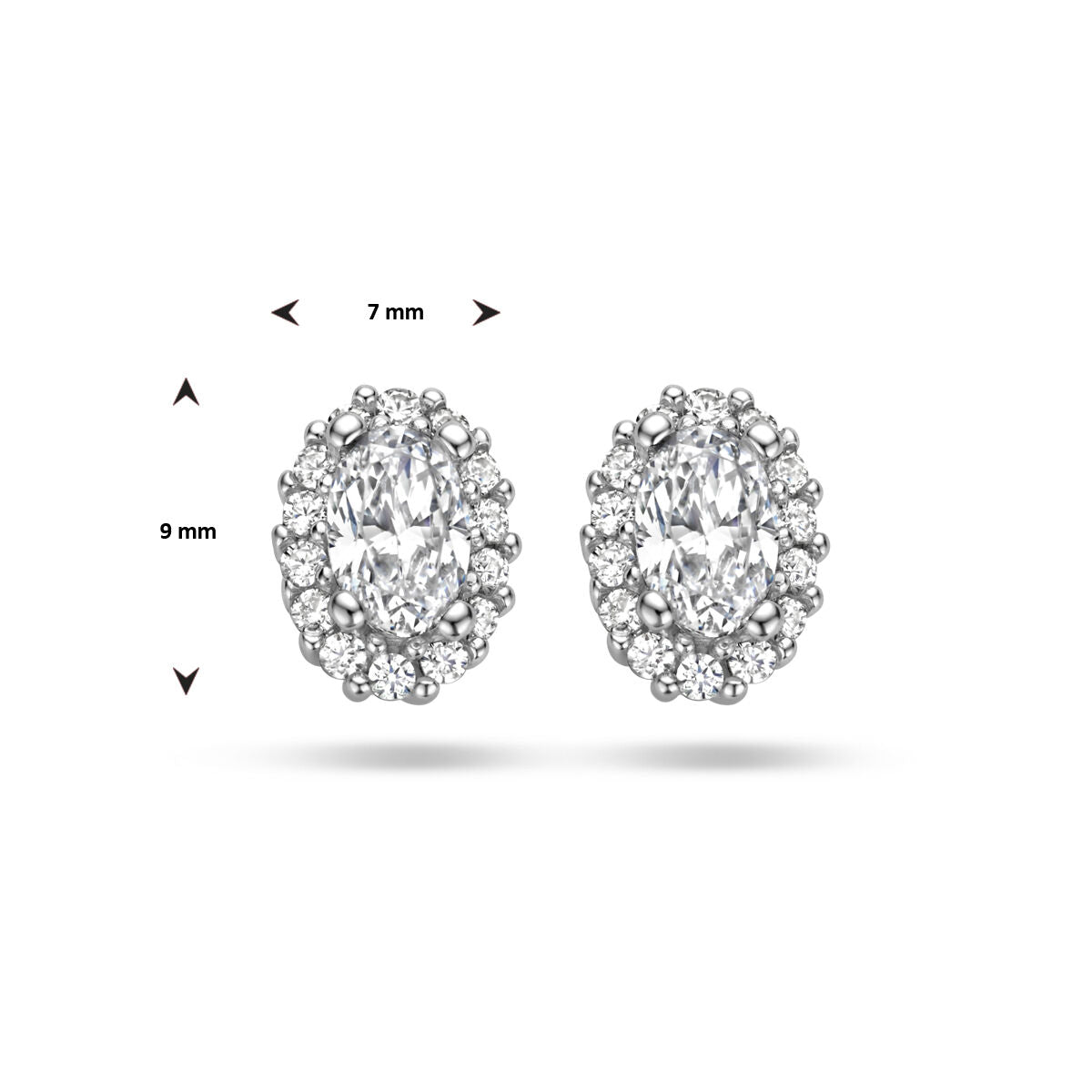pendientes de botón zircón halo plata rodiado