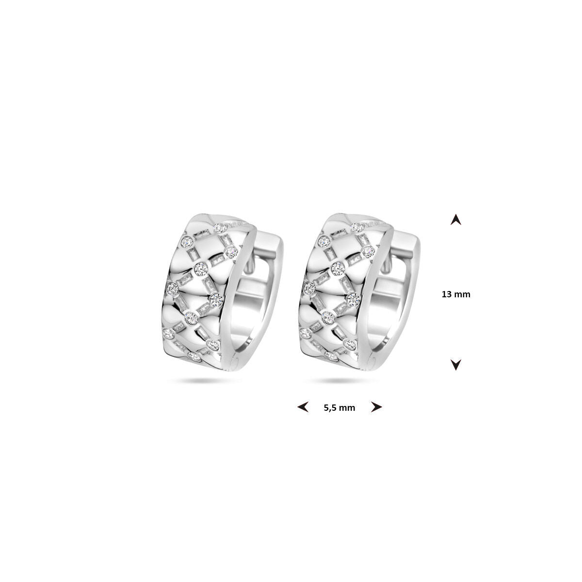 aros de circonita 13 mm plata rodiada