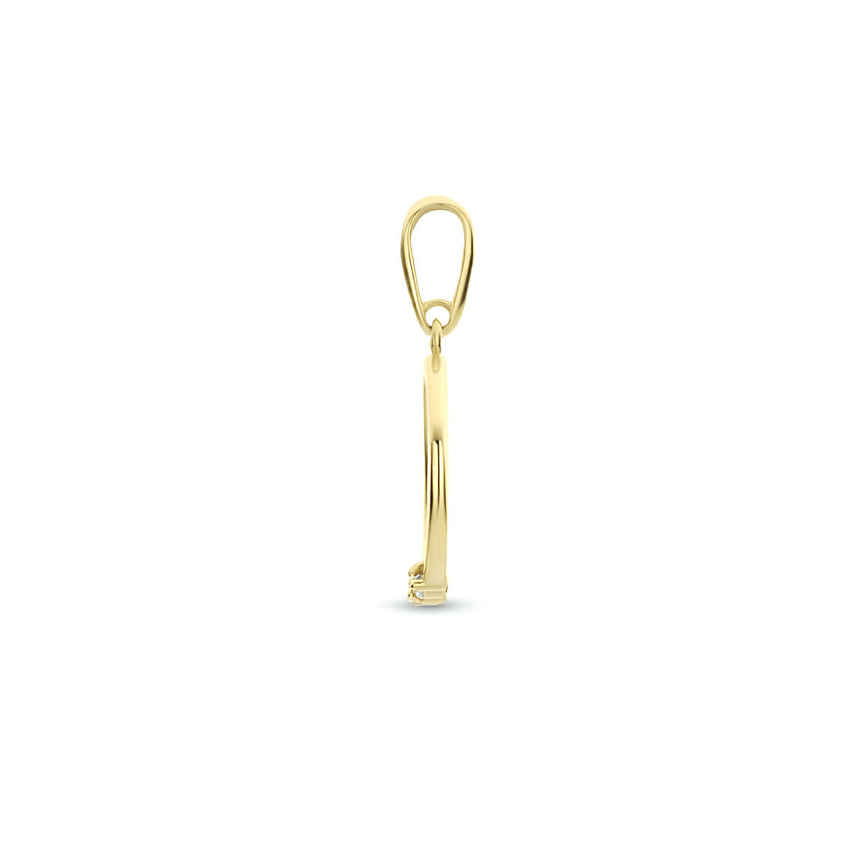 colgante redondo de circonita en oro amarillo de 14K