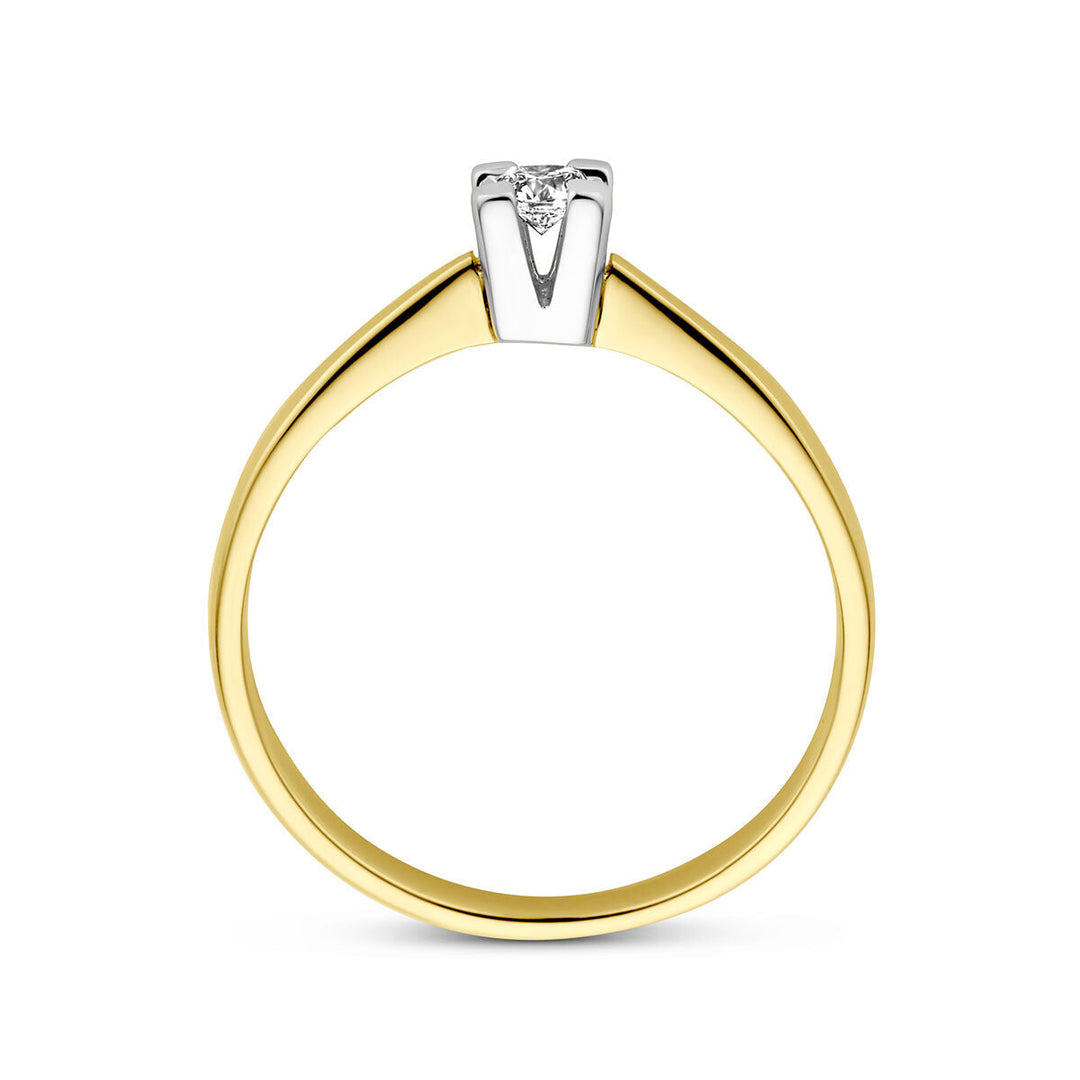 ring diamant 0.10ct h si 14K bicolor goud geel/wit
