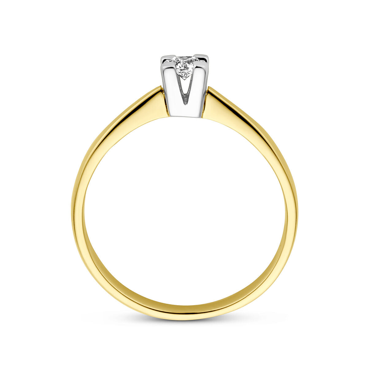 ring diamant 0.10ct h si 14K bicolor goud geel/wit