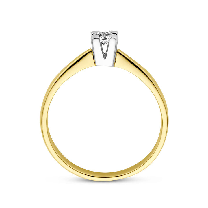 ring diamant 0.10ct h si 14K bicolor goud geel/wit