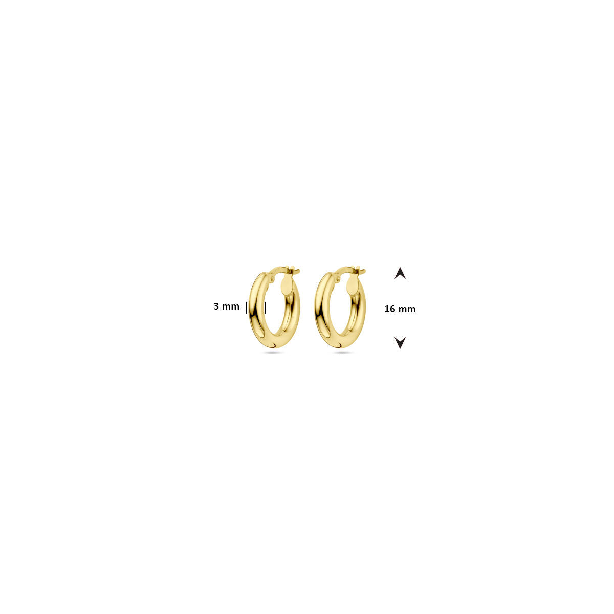 aros tubo redondo 14K oro amarillo 3.0mm