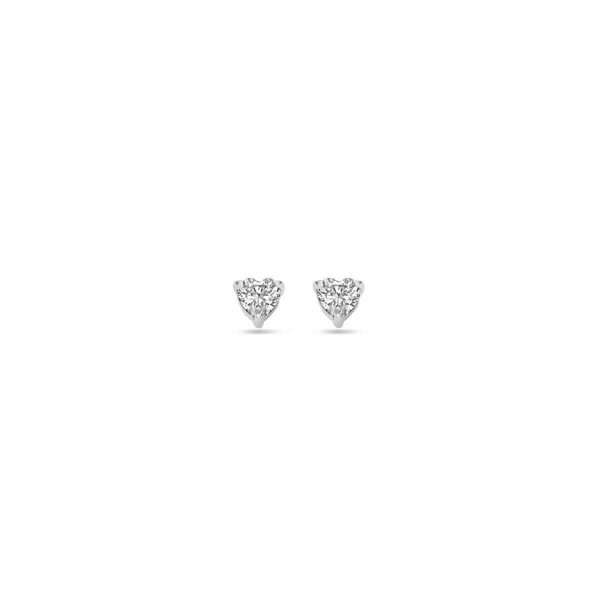pendientes de botón corazón circonita 3,5 mm plata rodiada