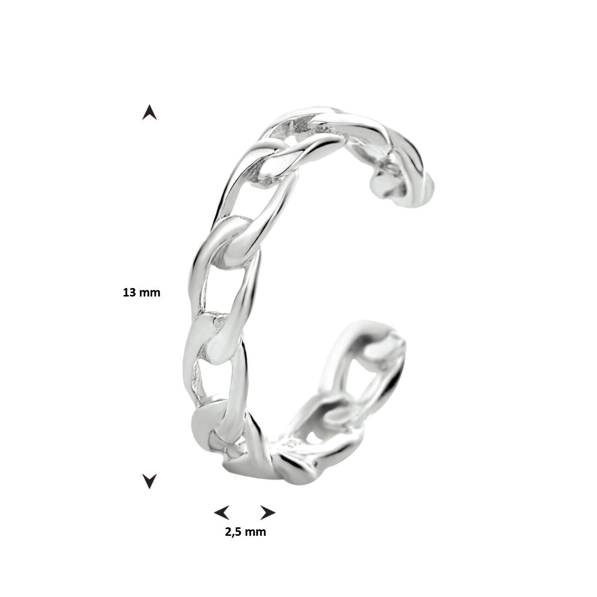 earcuff eslabón plata rodiada