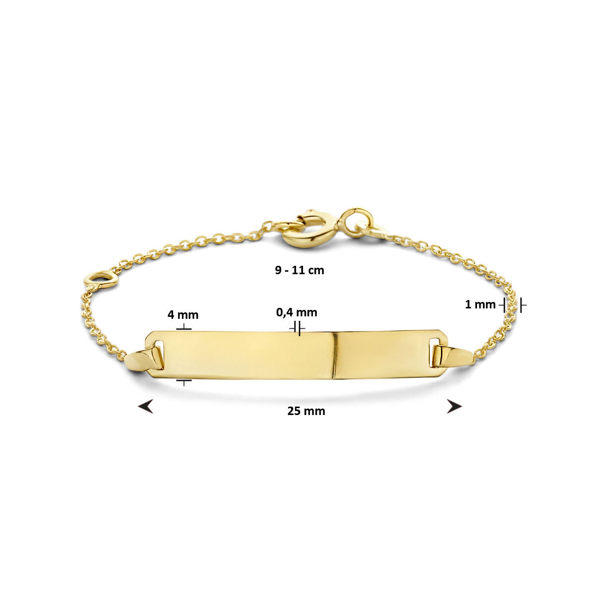 pulsera de grabado 4,0 mm 9 quilates