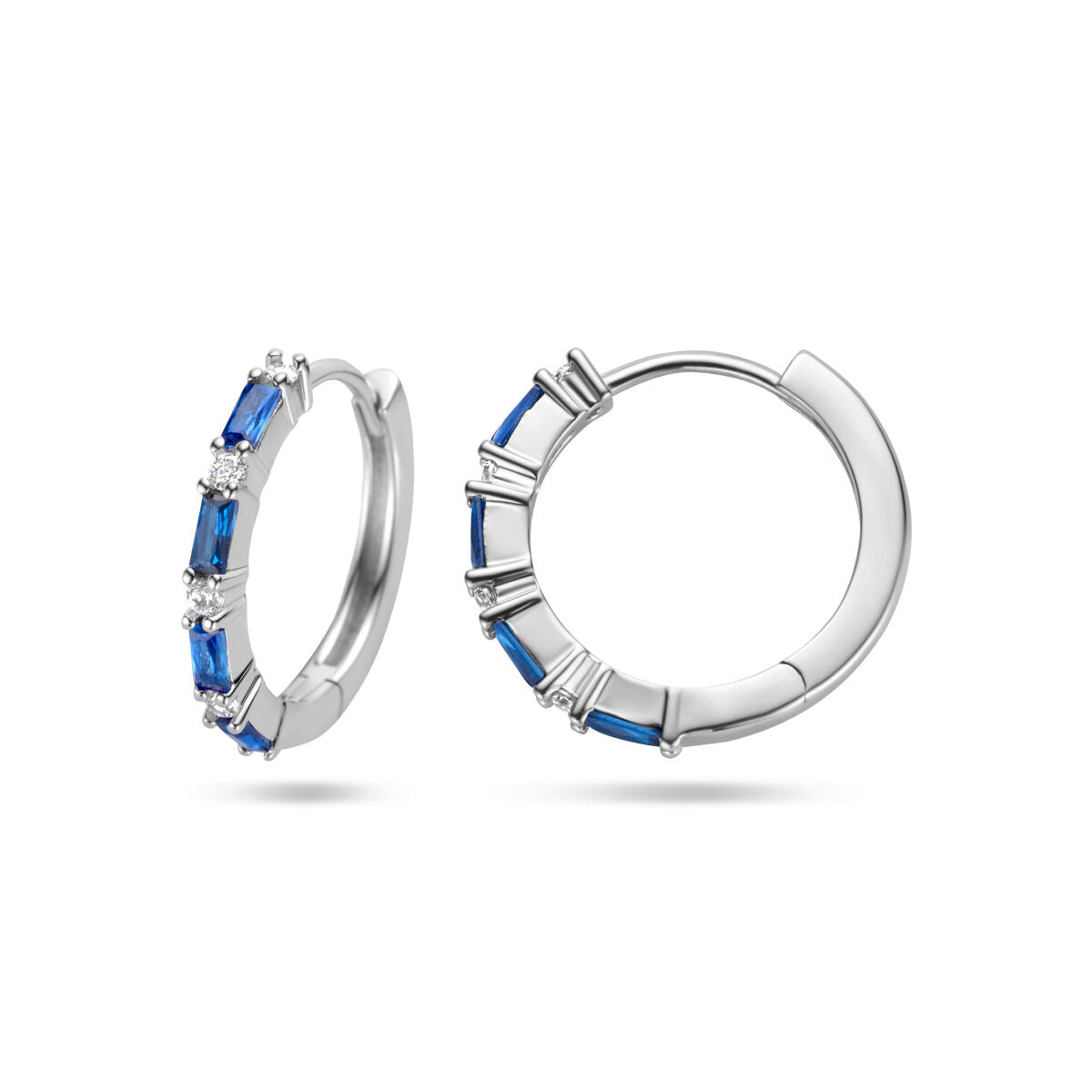 aros azul de circonita plata rodiada
