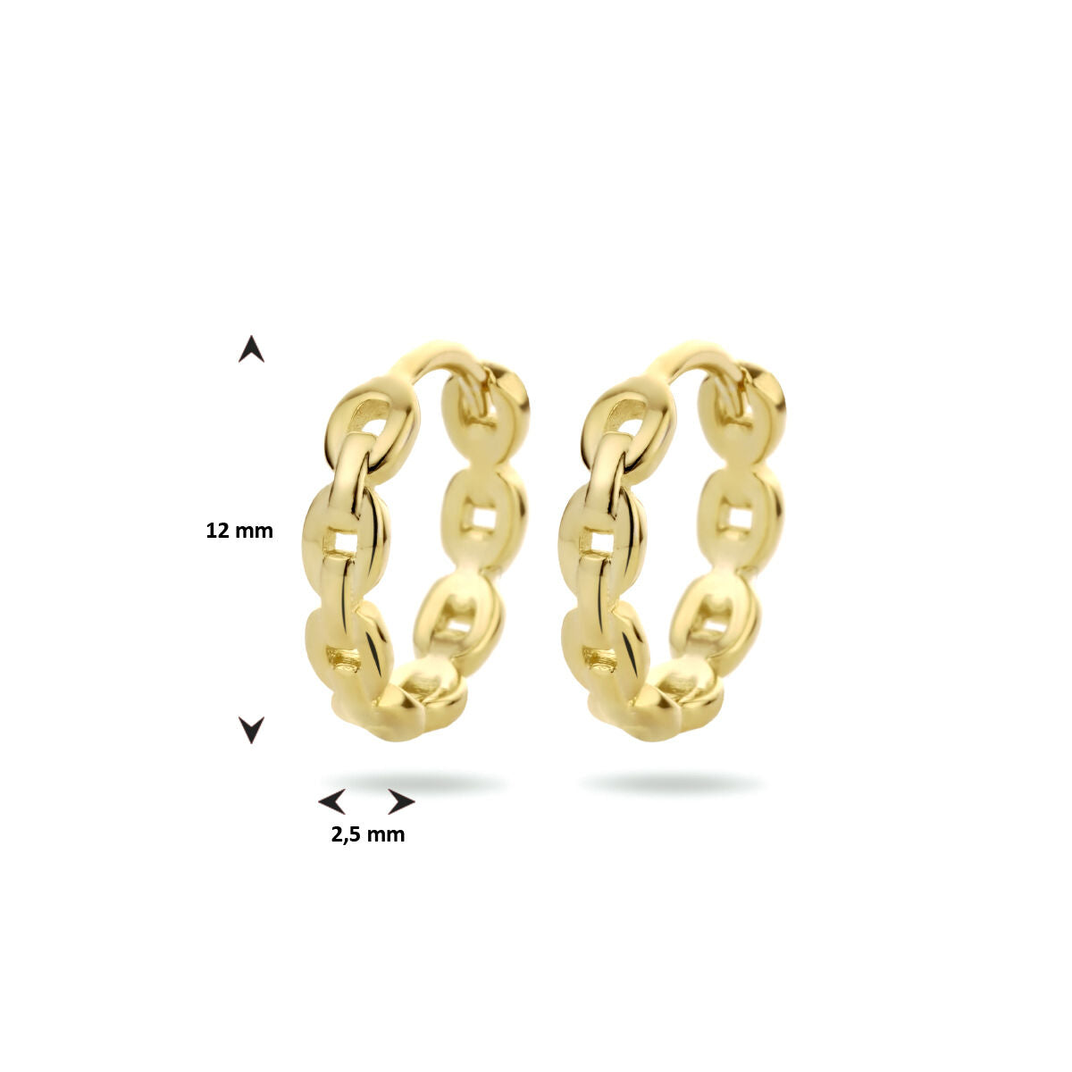 aros de eslabón 1 micrón plata chapado en oro amarillo