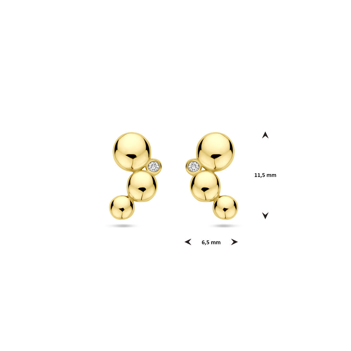 pendientes de botón diamante 0.02ct (2x 0.01ct) h si 11,5 mm oro amarillo
