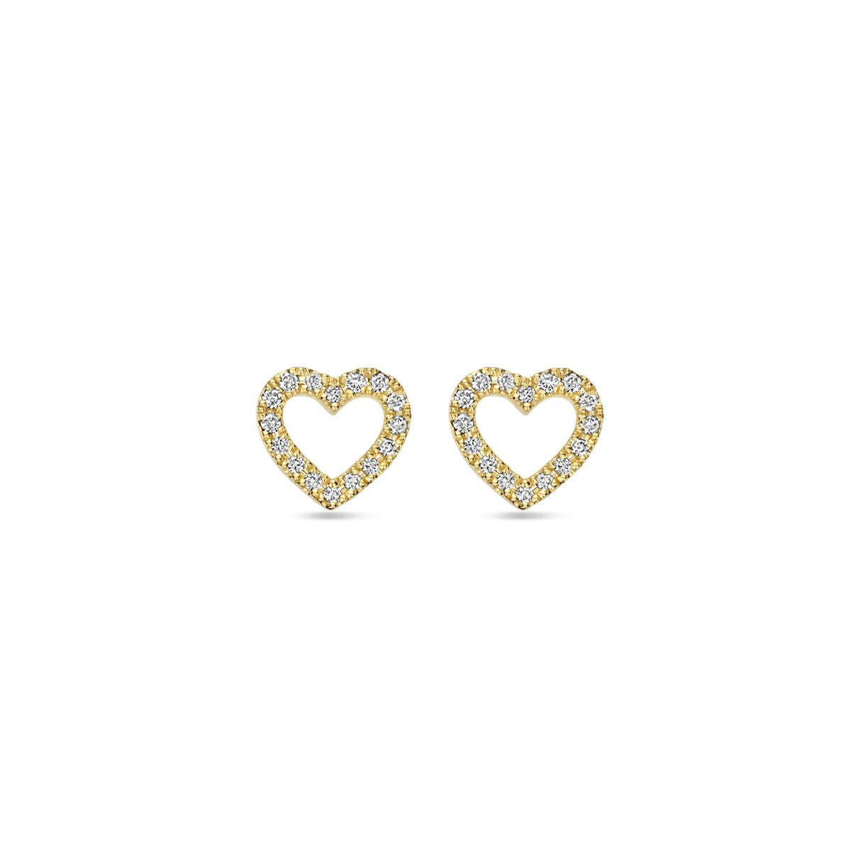 pendientes de botón corazón diamante 0.11ct (2x 0.055ct) h si 7 mm 14K oro amarillo