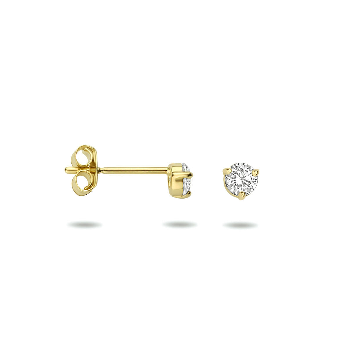pendientes de botón zirconia 14K oro amarillo