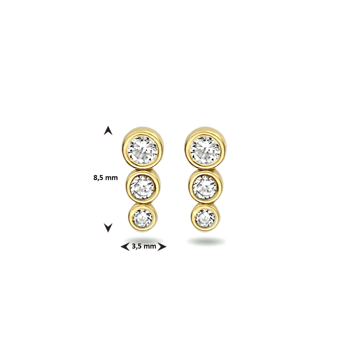 pendientes de botón zirconia 14K oro amarillo