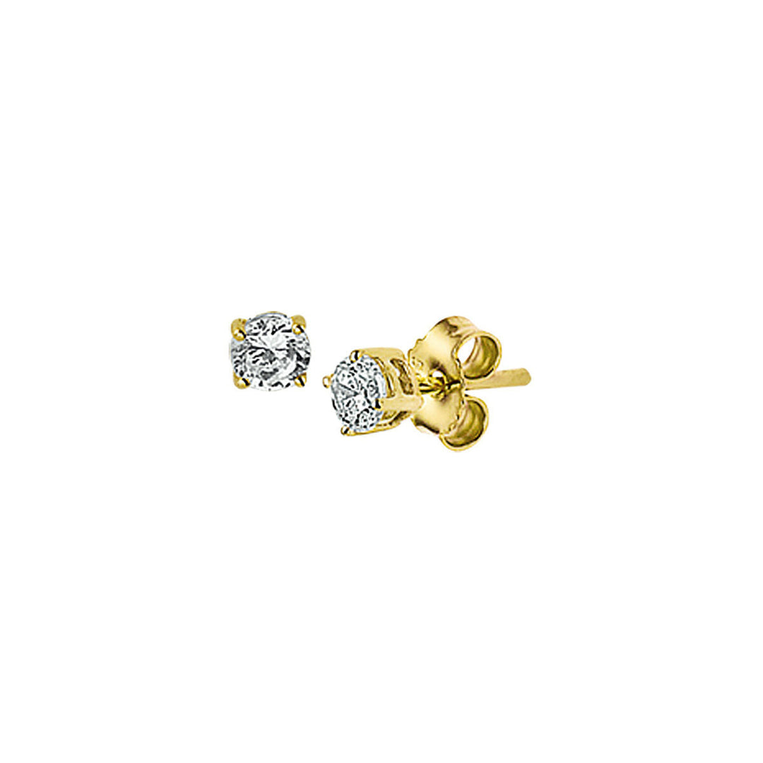 Pendientes de zircónia en oro amarillo de 14 quilates con diseño cuadrado.