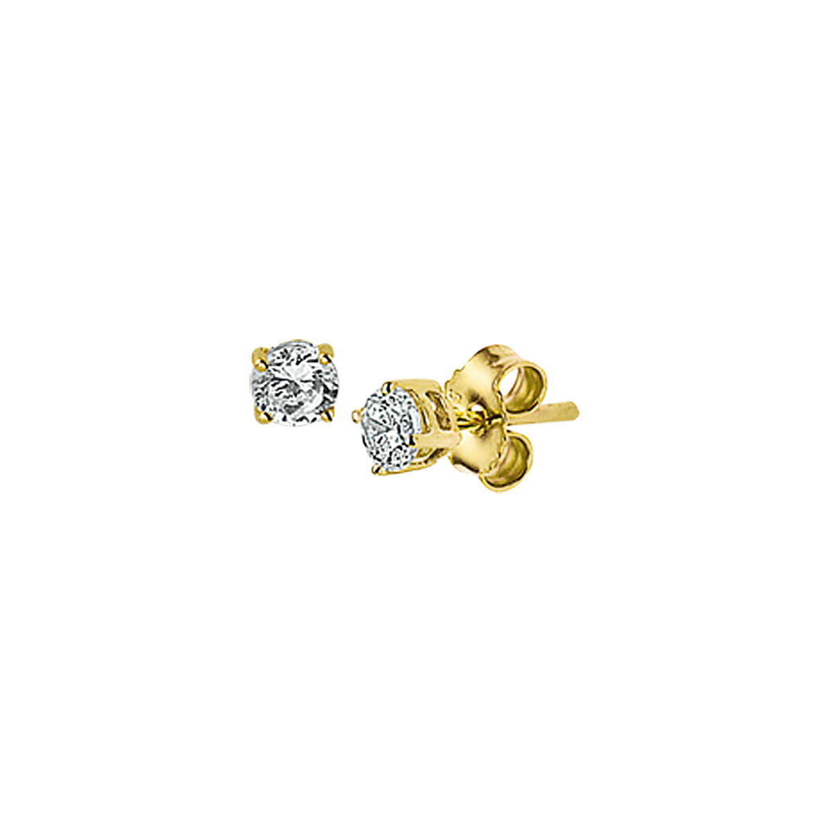 Pendientes de zircónia en oro amarillo de 14 quilates con diseño cuadrado.